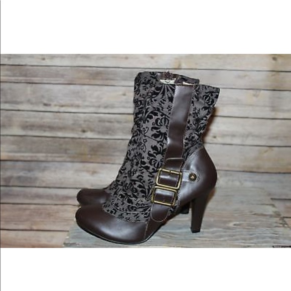 Buckle Steampunk Heel Calf Boots 